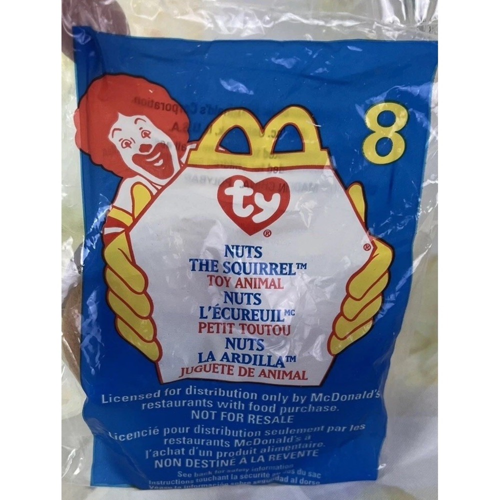 1999 Ty Beanie Baby NUTS SQUIRREL #8 McDonald's Happy Meal Toy Animal Vtg Sealed